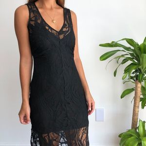 NWT Brochu Walker black lace midi dress XS